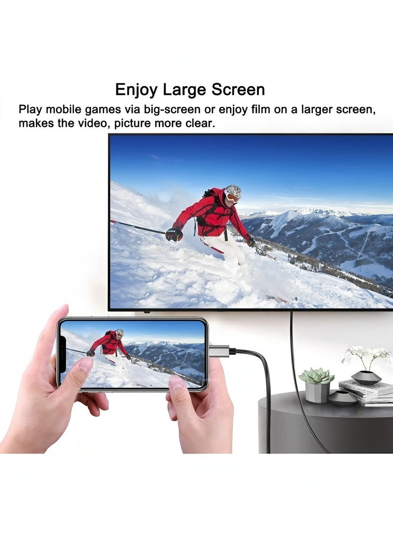 أبلينم محول Lightning إلى HDMI من الهاتف إلى التلفزيون، متوافق مع iPhone وiPad، موصل مزامنة الشاشة للاتصال مباشرة على HDTV/الشاشة/جهاز العرض لا يحتاج إلى مصدر طاقة، يدعم IOS11.0 - Image 3